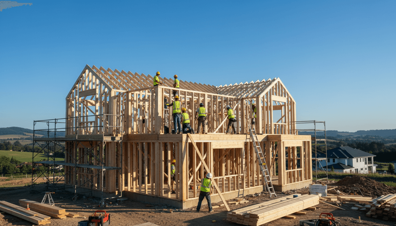 Framing work on a new house